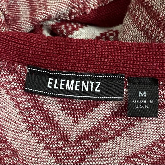 ELEMENTZ geometric print contrast trim button up acrylic knit cardigan sweater M - Picture 5 of 7